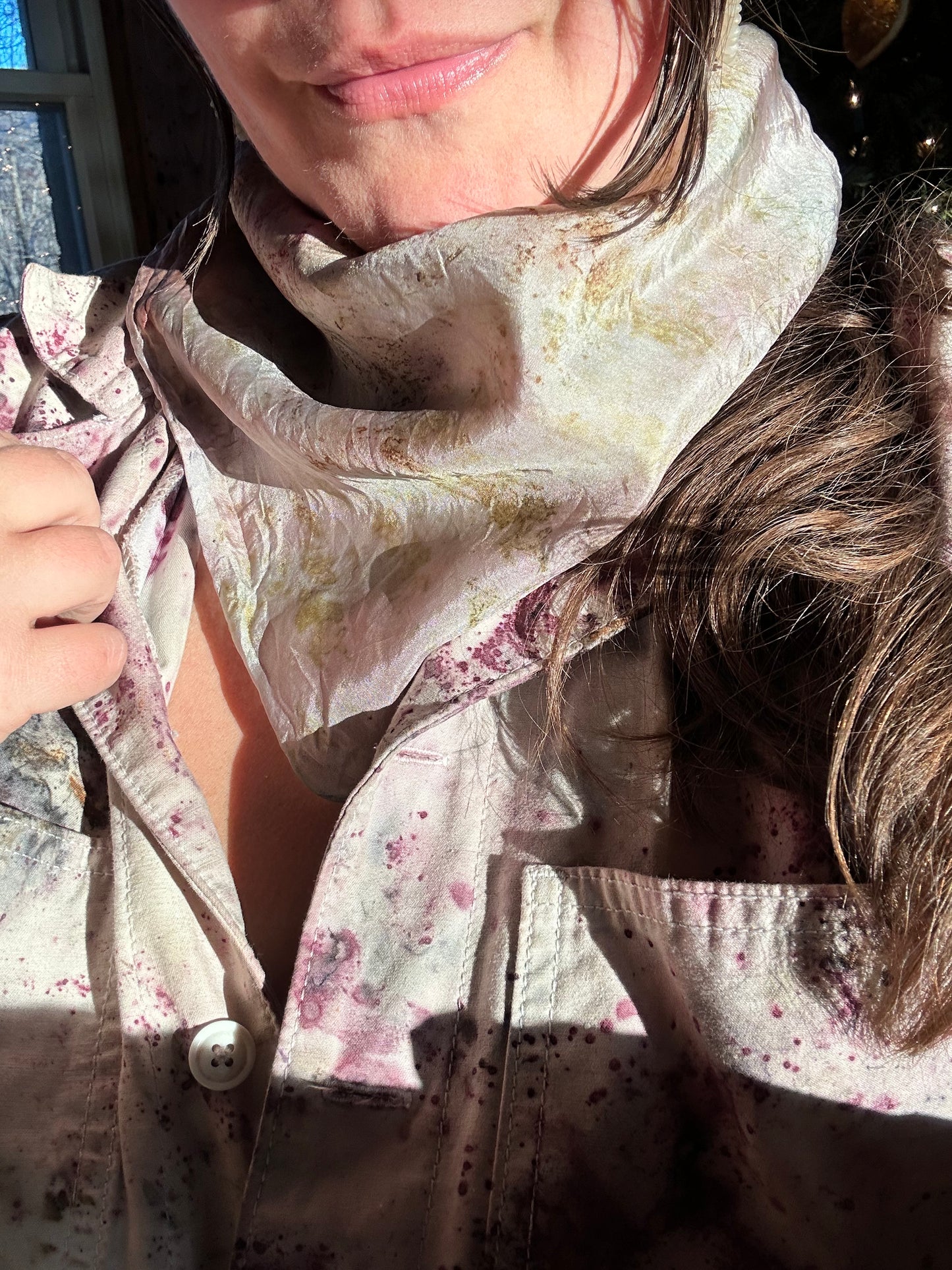 Silk plant magic bandanna/altar cloth- flowers & honey