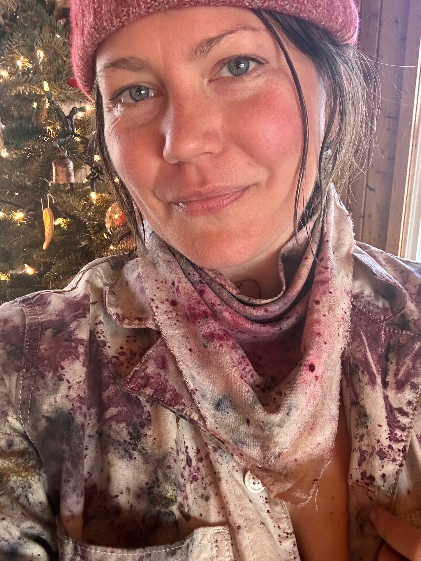Raw silk plant magic bandana / altar cloth- warm love