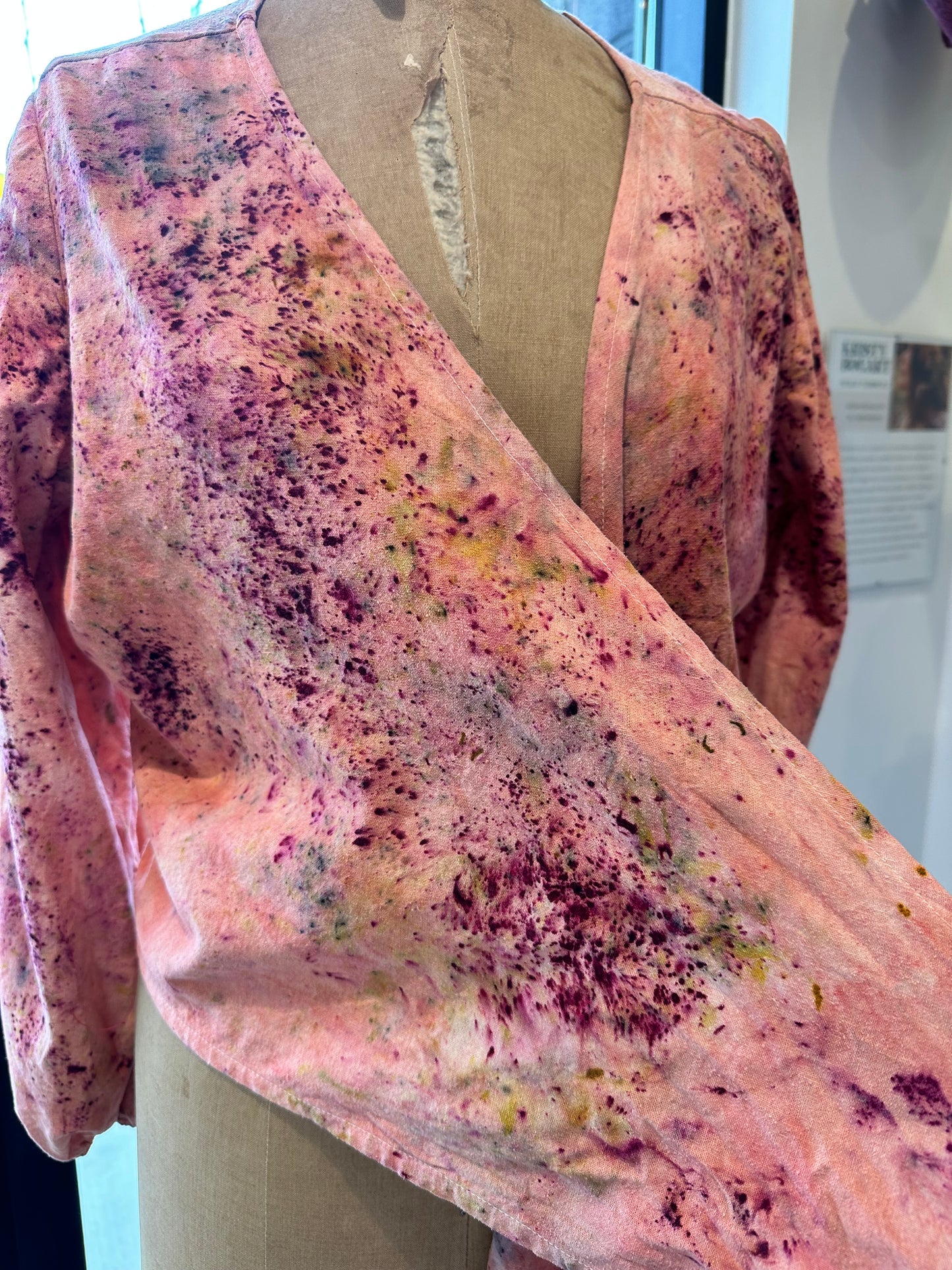 Raw silk wrap top - poppy