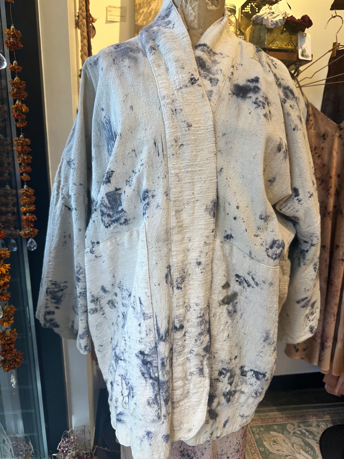 Handwoven cotton kimono jacket - full bloom
