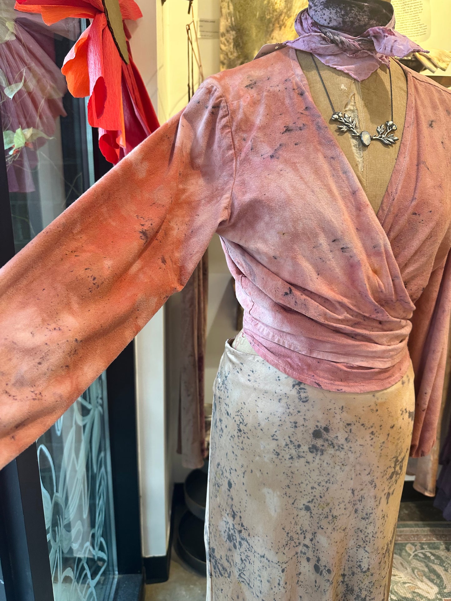 Raw silk wrap top - open your heart