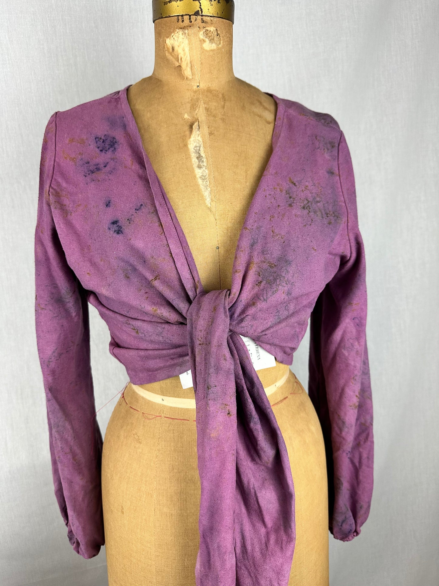 Raw silk wrap blouse- heart frequency