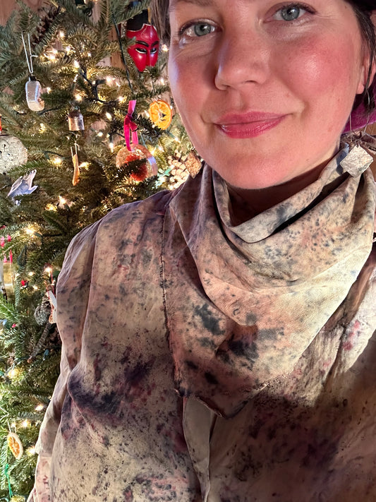 Plant magic raw silk bandana/ altar cloth - pulsing void