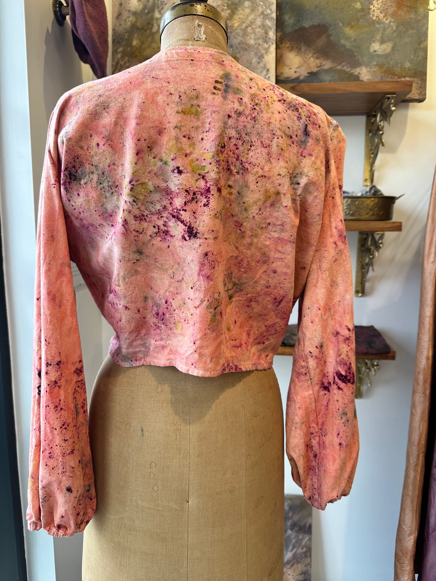 Raw silk wrap top - poppy