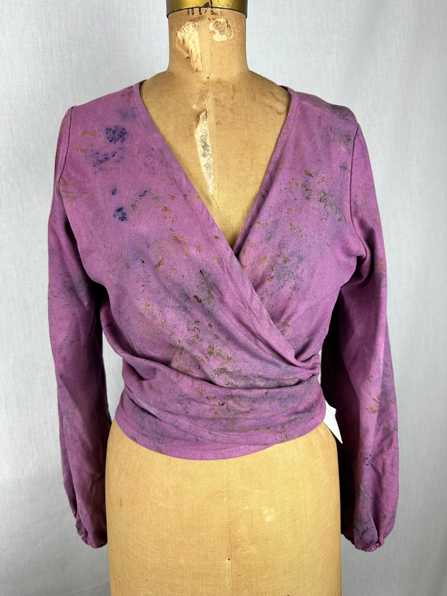 Raw silk wrap blouse- heart frequency