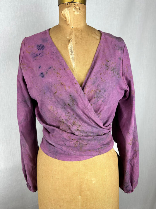 Raw silk wrap blouse- heart frequency