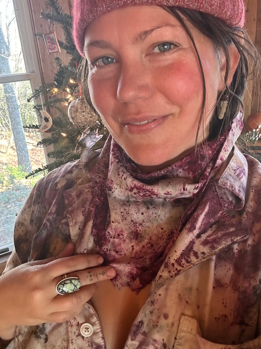 Raw silk plant magic bandana / altar cloth- clear voice