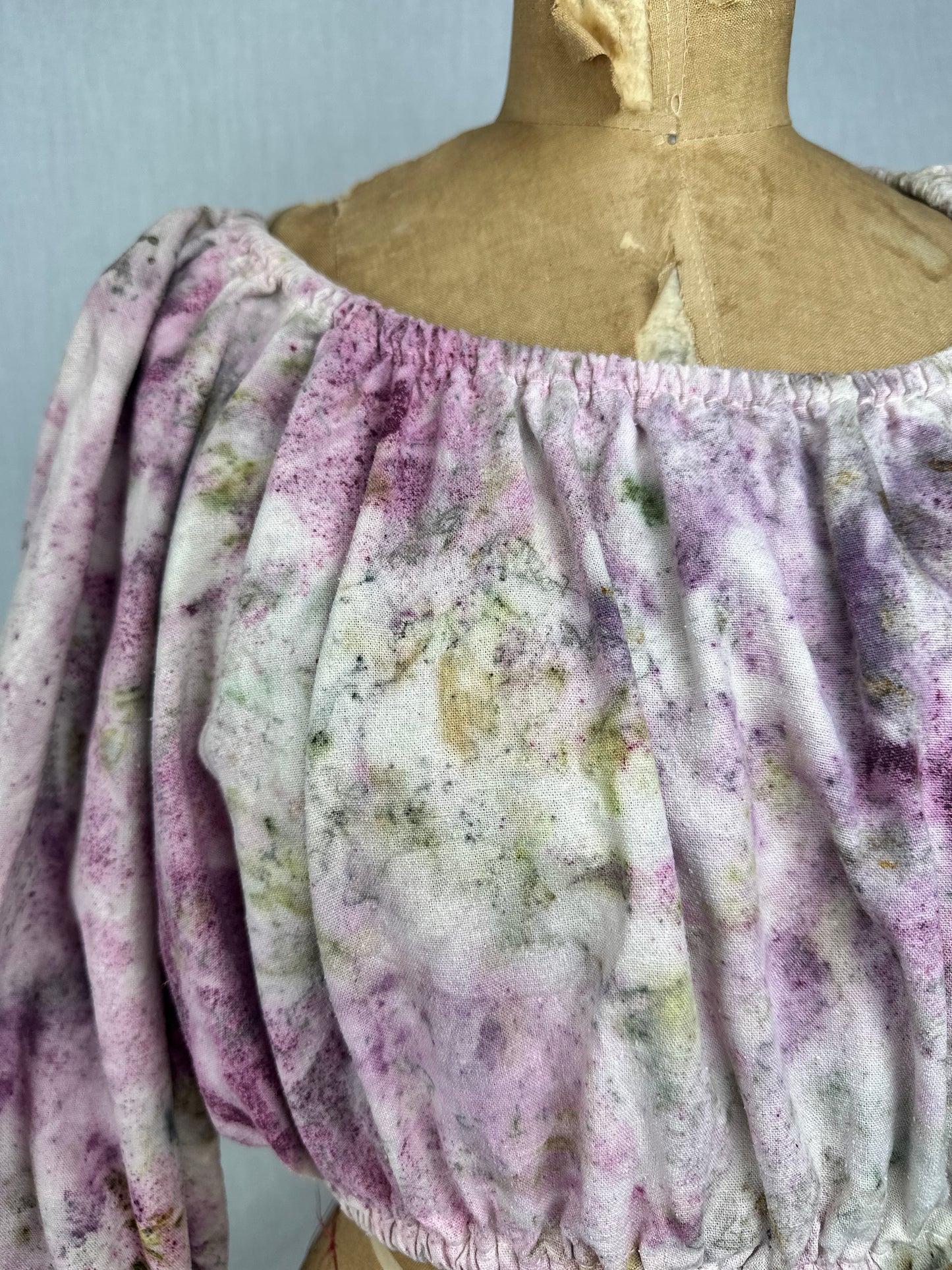 Raw silk crop top- flower fields