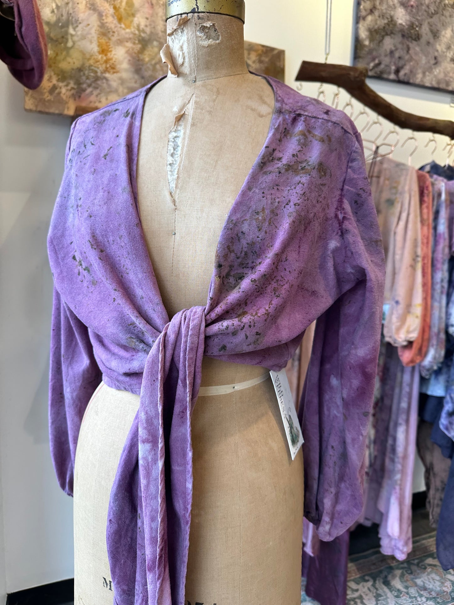 Raw silk wrap top - hawthorn