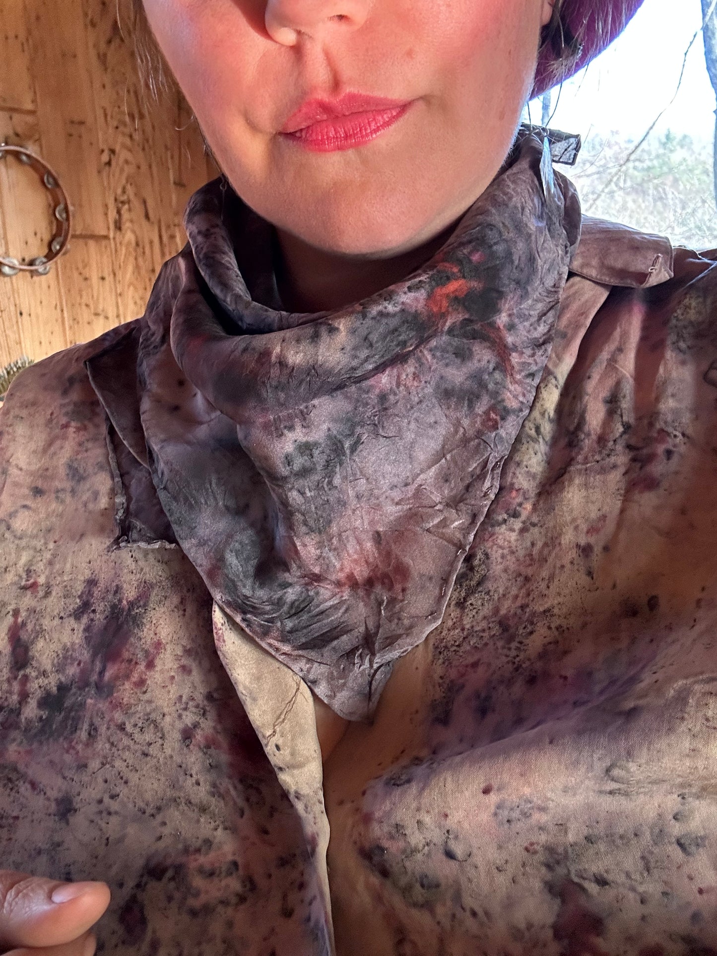 Plant magic silk  bandana / altar cloth - Inanna 