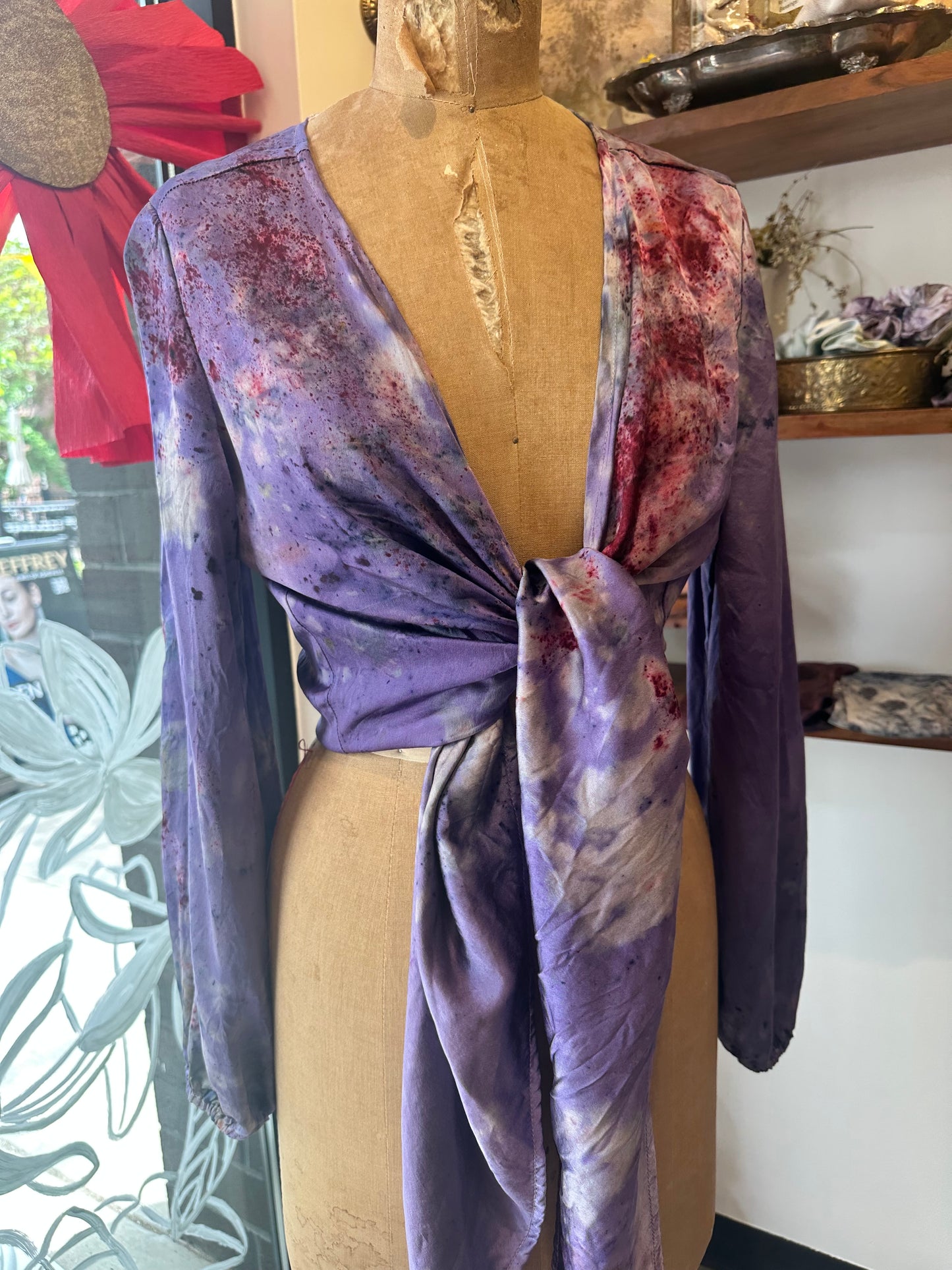Silk wrap top - purple rain