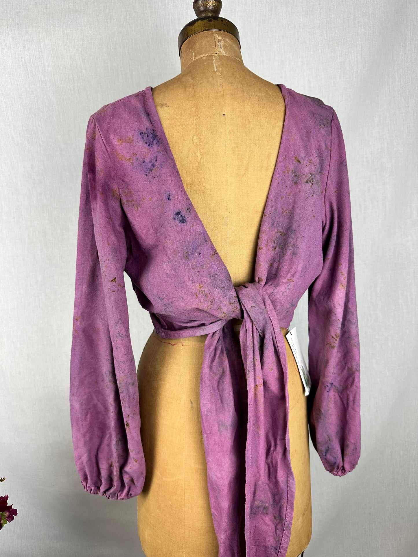 Raw silk wrap blouse- heart frequency