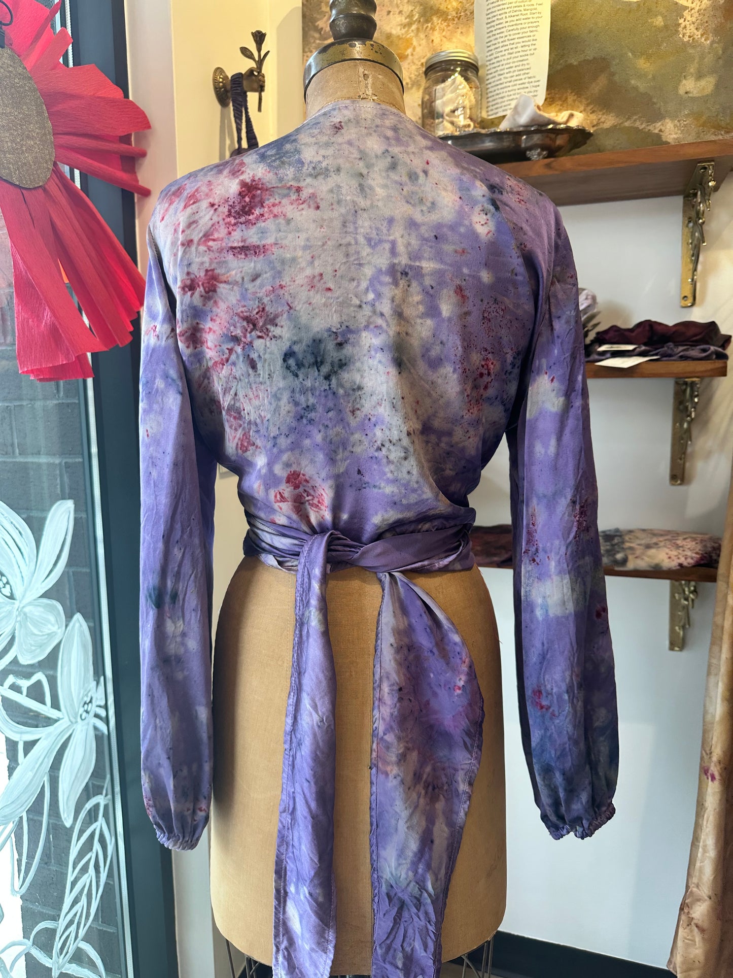 Silk wrap top - purple rain