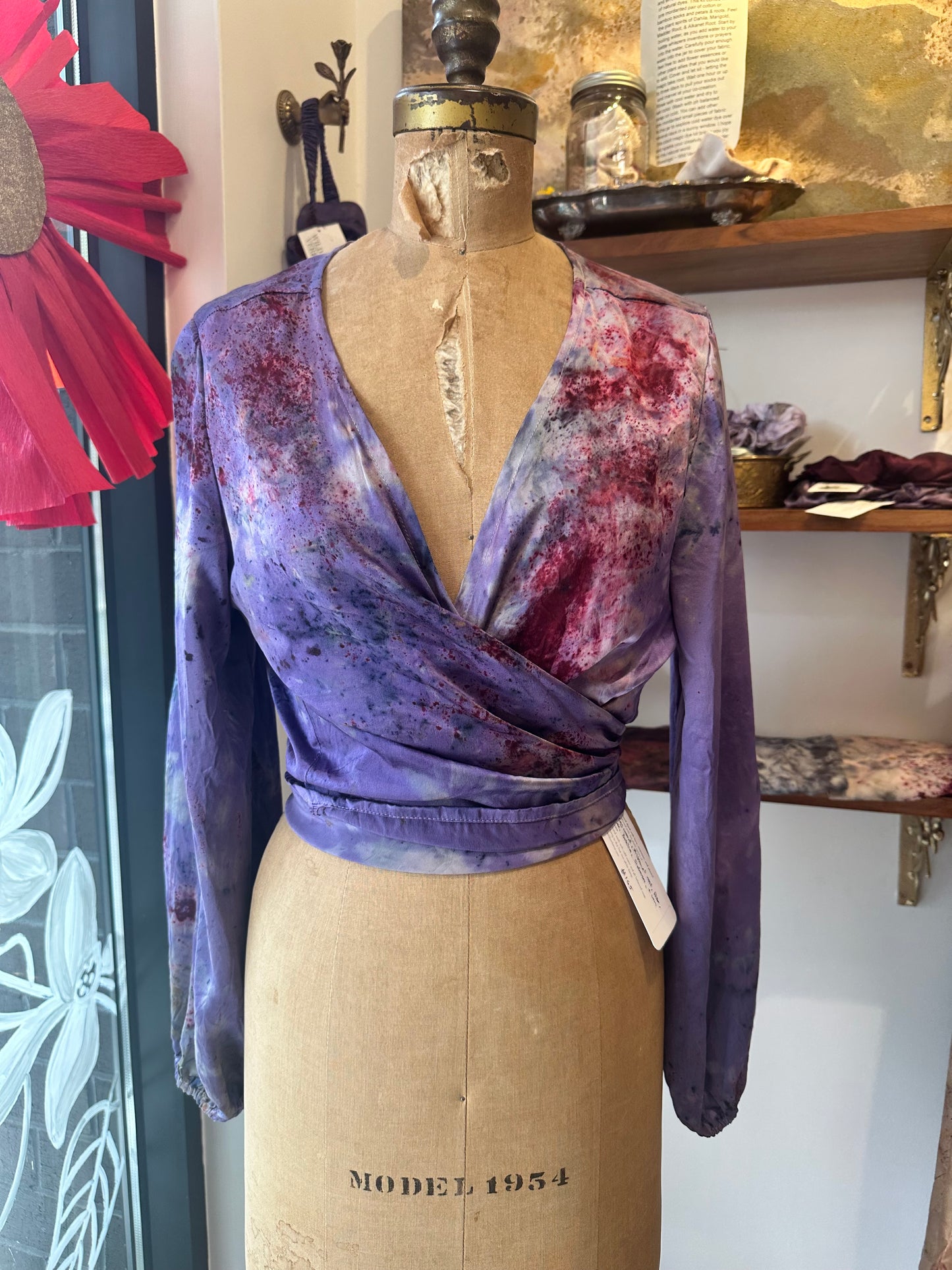 Silk wrap top - purple rain
