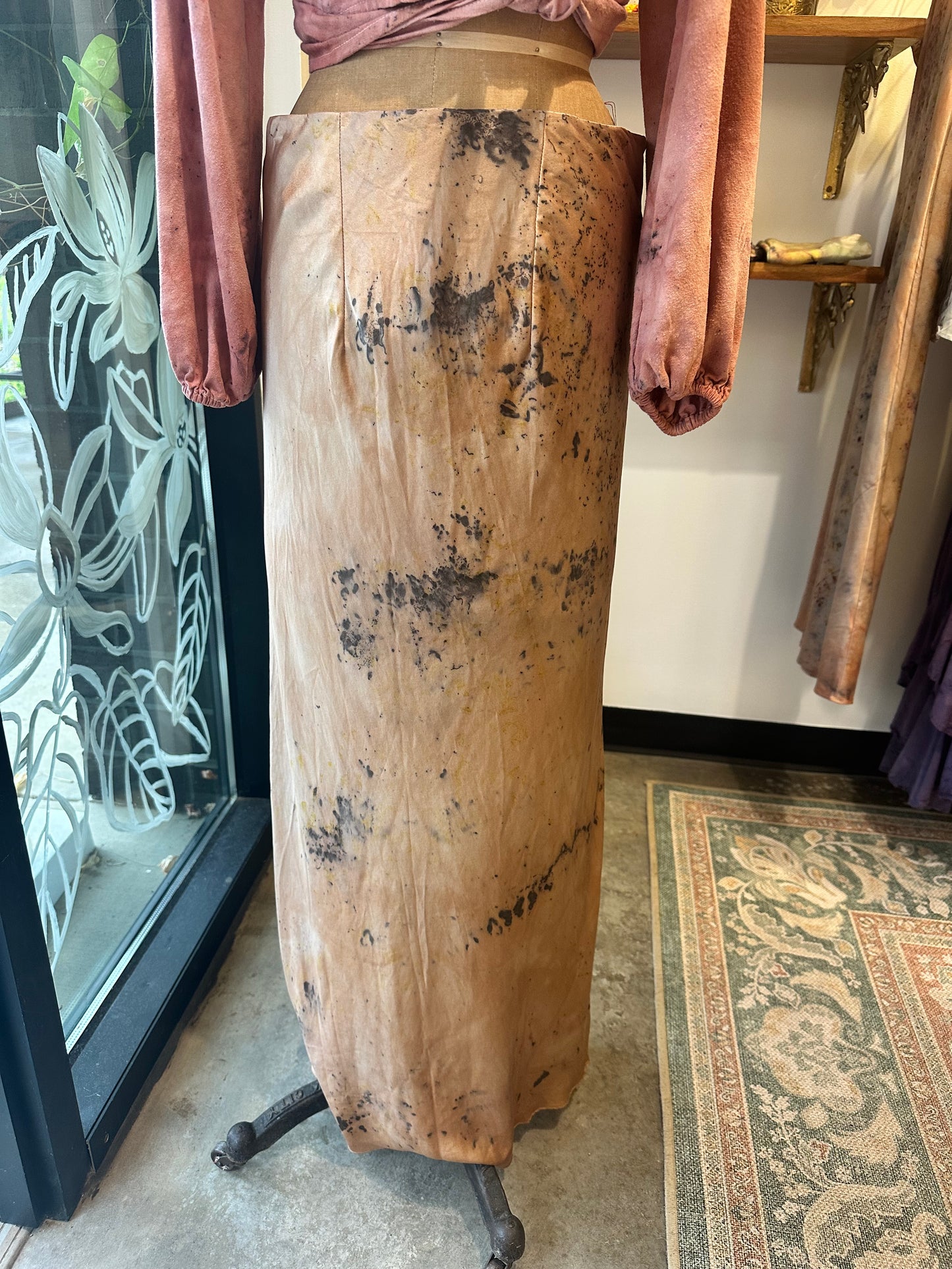 Silk full length skirt - infused with earth