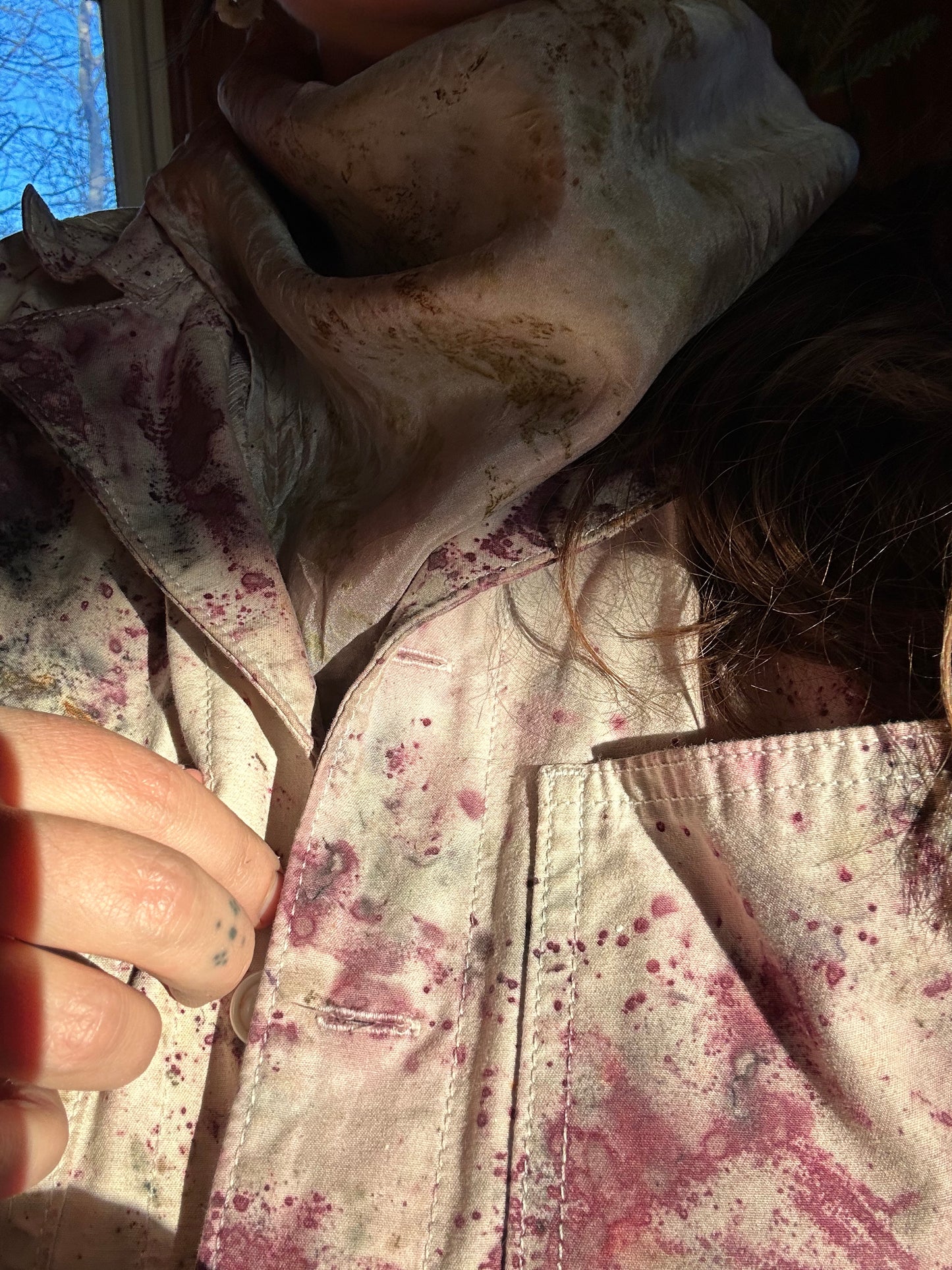 Silk plant magic bandanna/altar cloth- flowers & honey