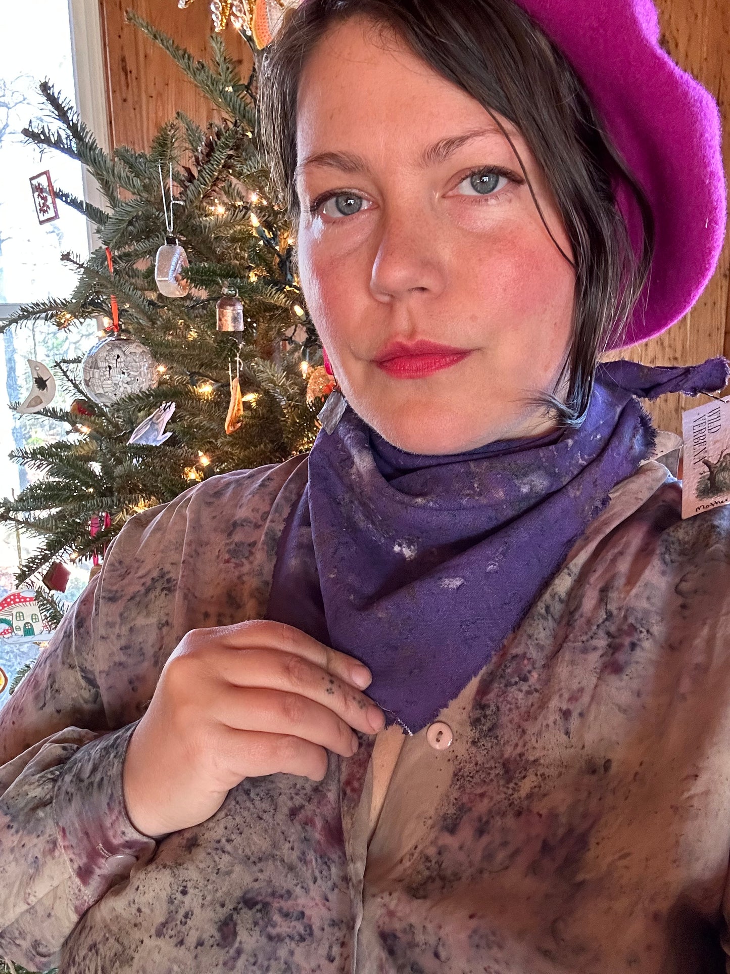 Plant mag raw silk bandana/altar cloth- mother night