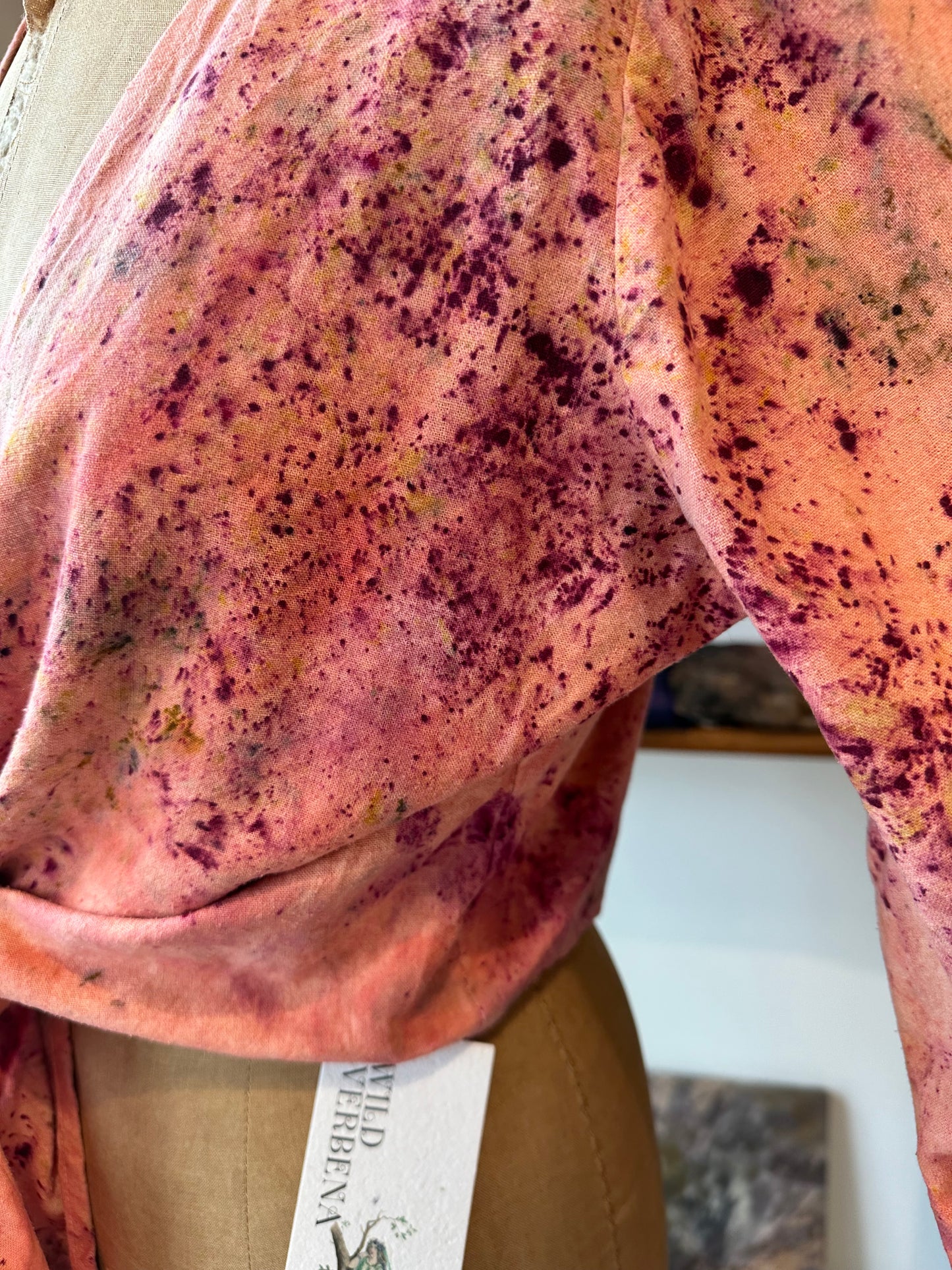 Raw silk wrap top - poppy