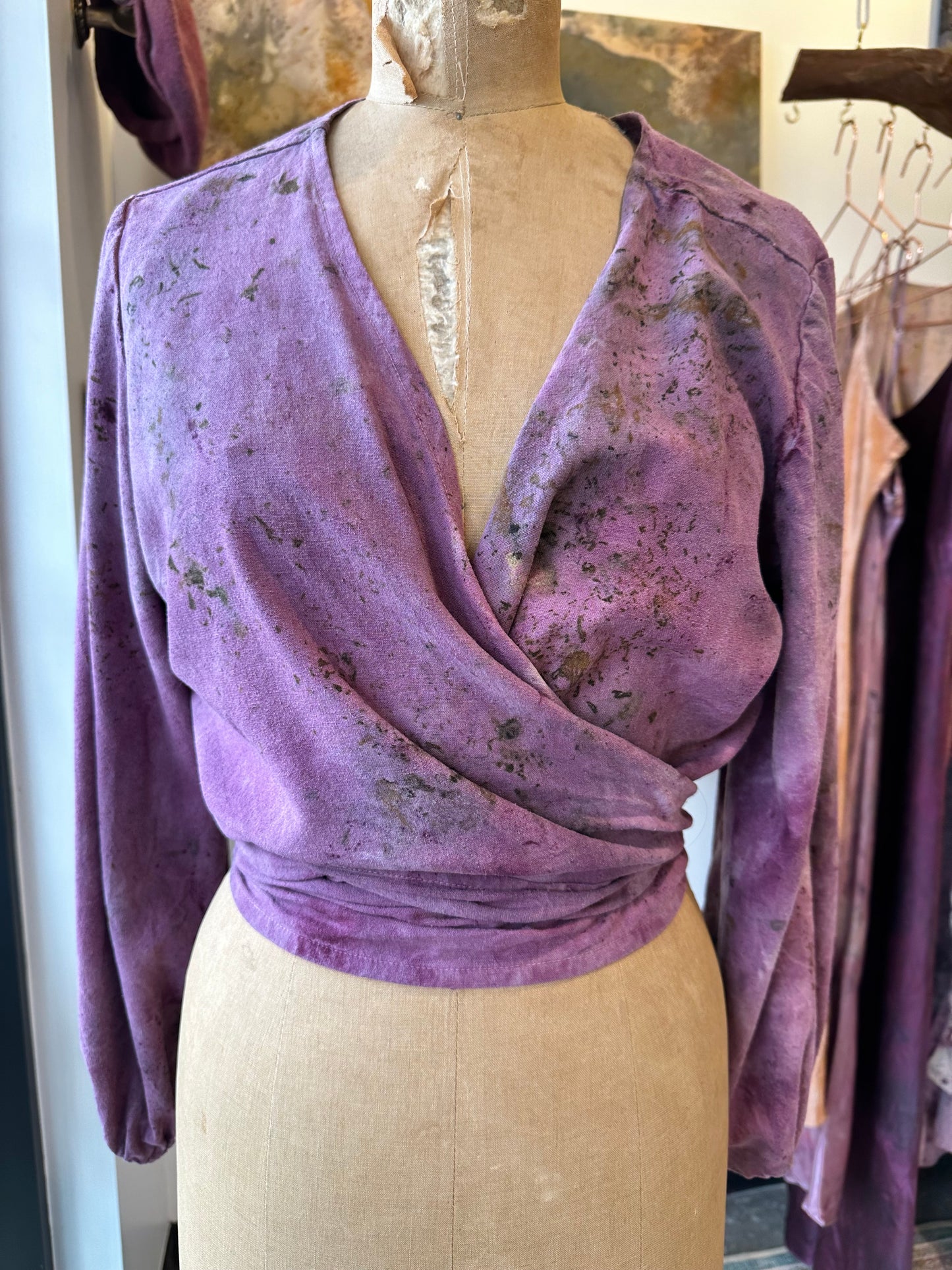 Raw silk wrap top - hawthorn