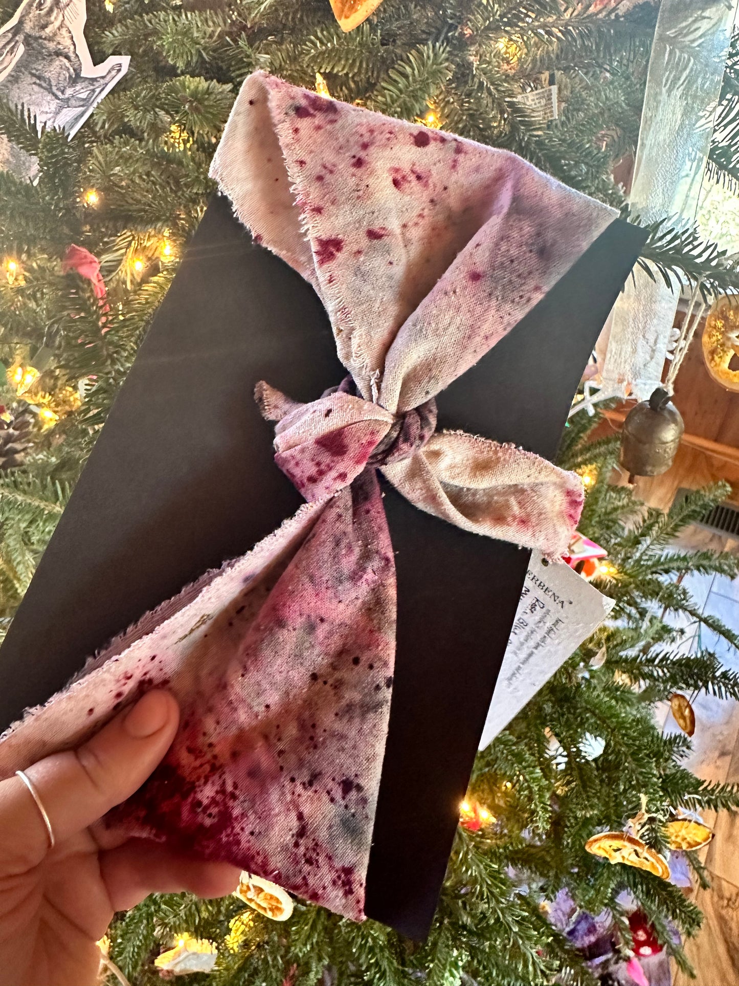 Raw silk plant magic bandana / altar cloth- warm love