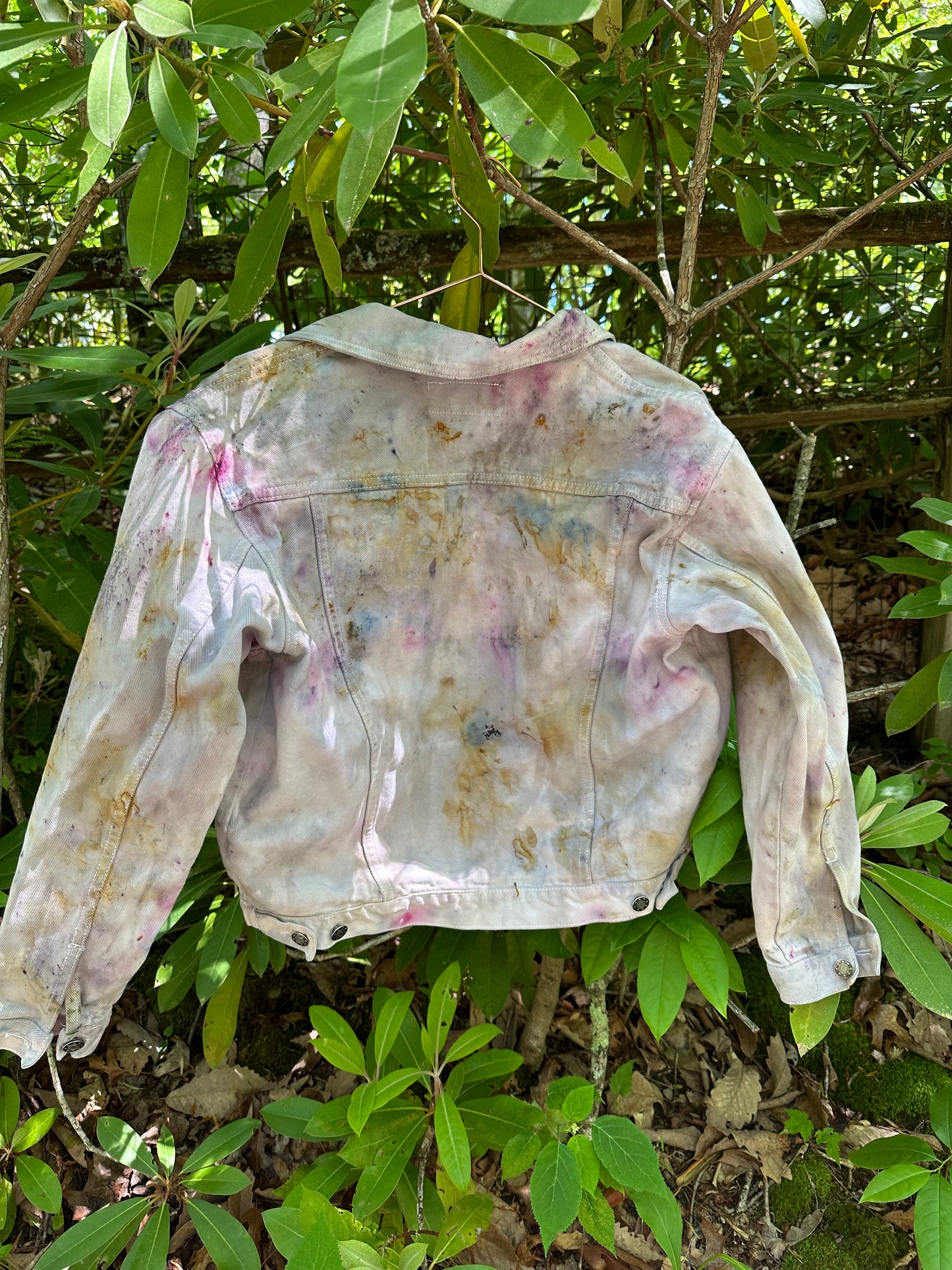Upcycled denim jacket- flower frolic