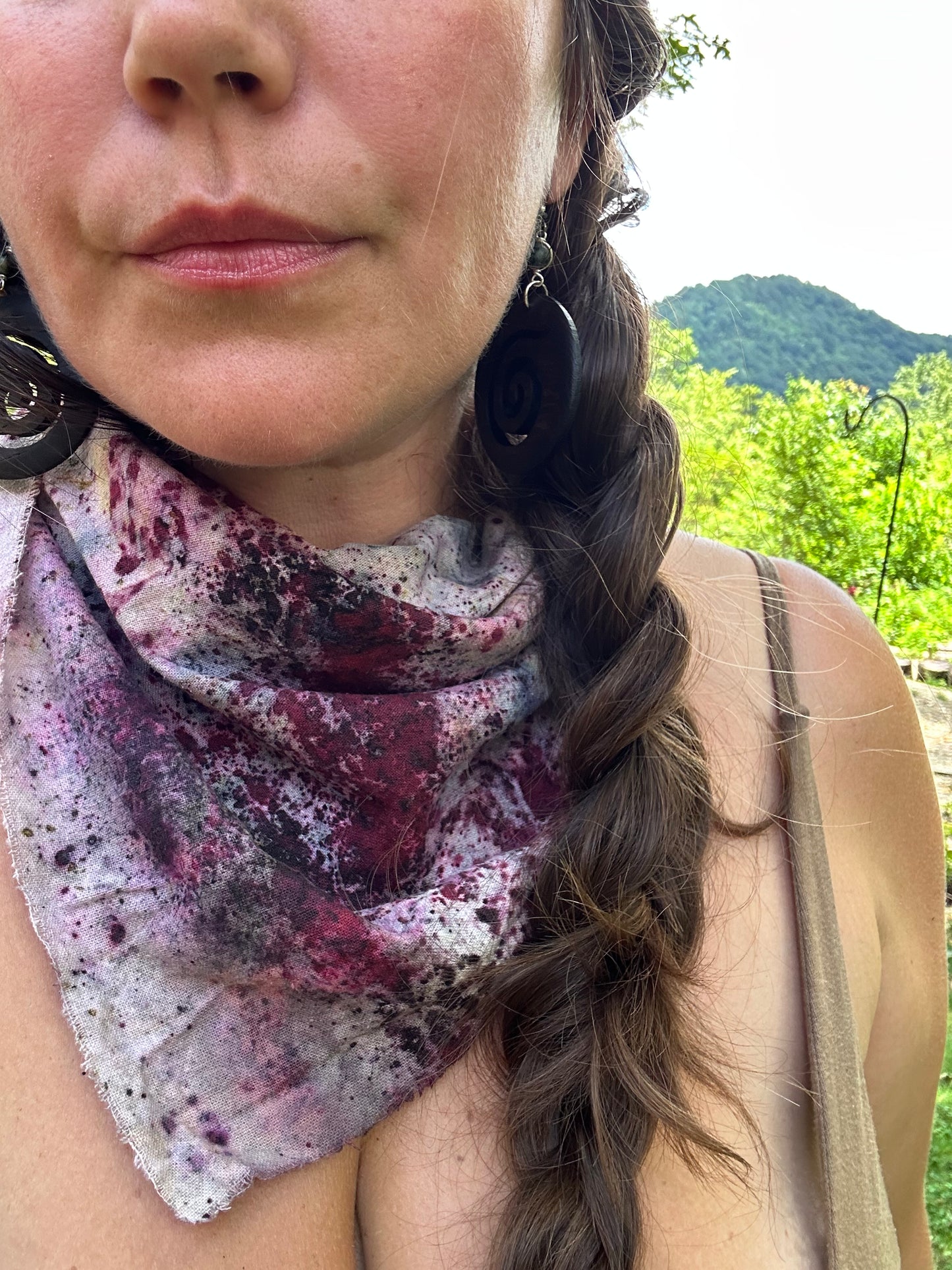 Raw silk bandana/ altar cloth - dahlia frequency