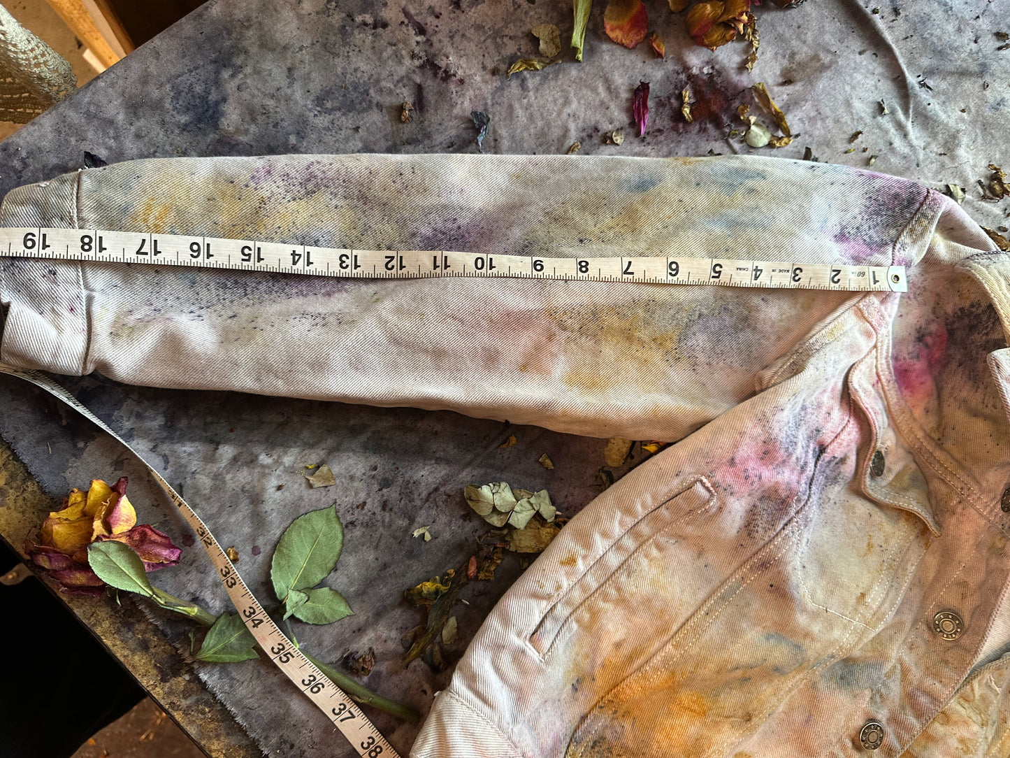 Upcycled denim jacket- flower frolic