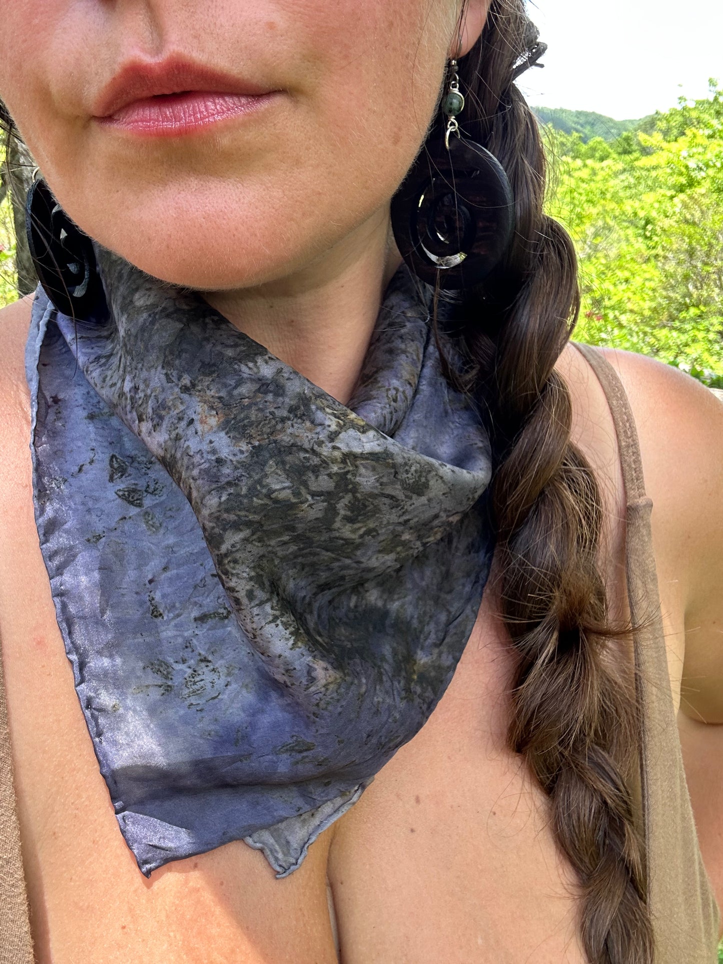 Silk bandanA / altar cloth - fire flies at dusk