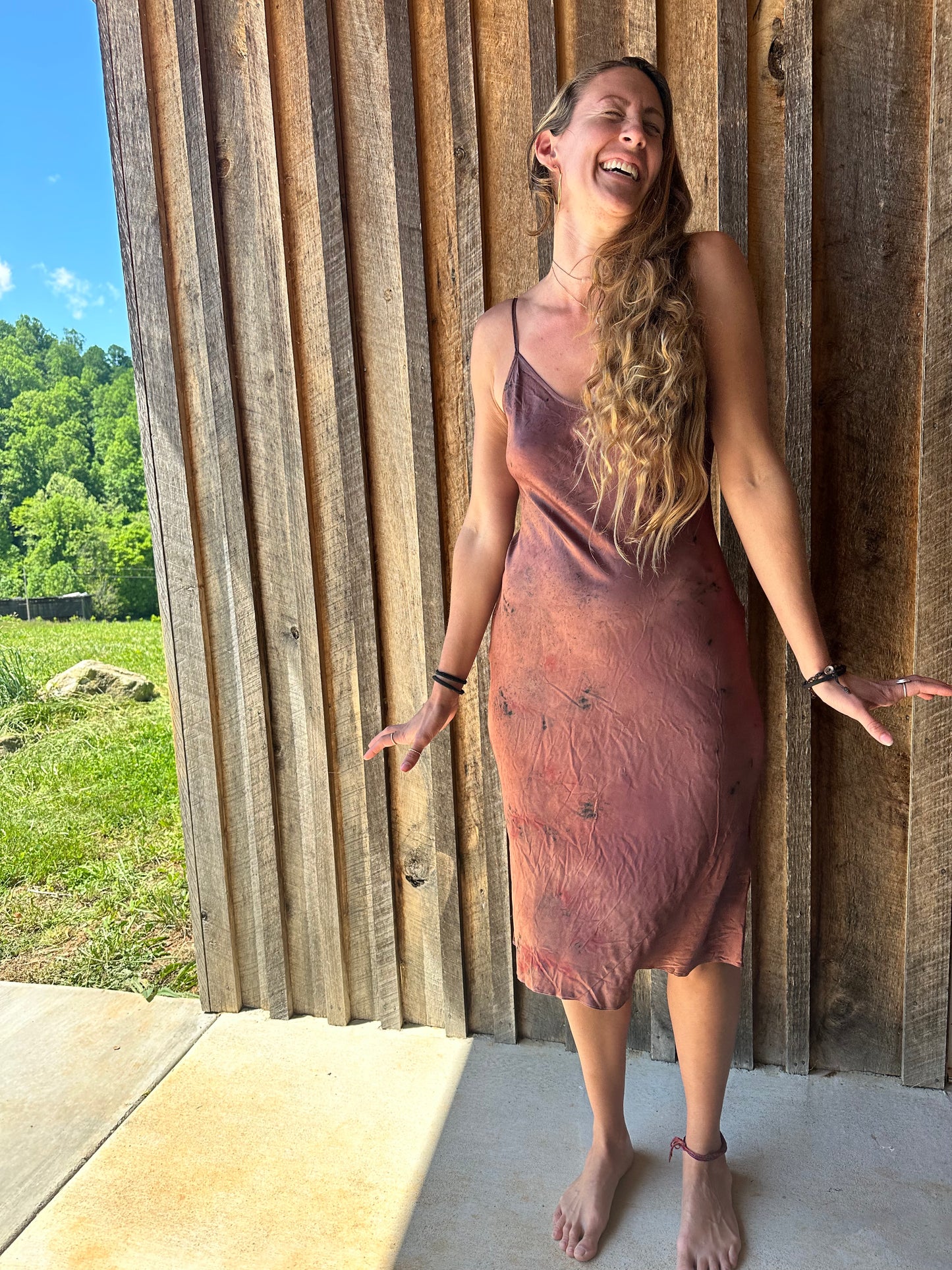 Silk bias cut dress - cacao