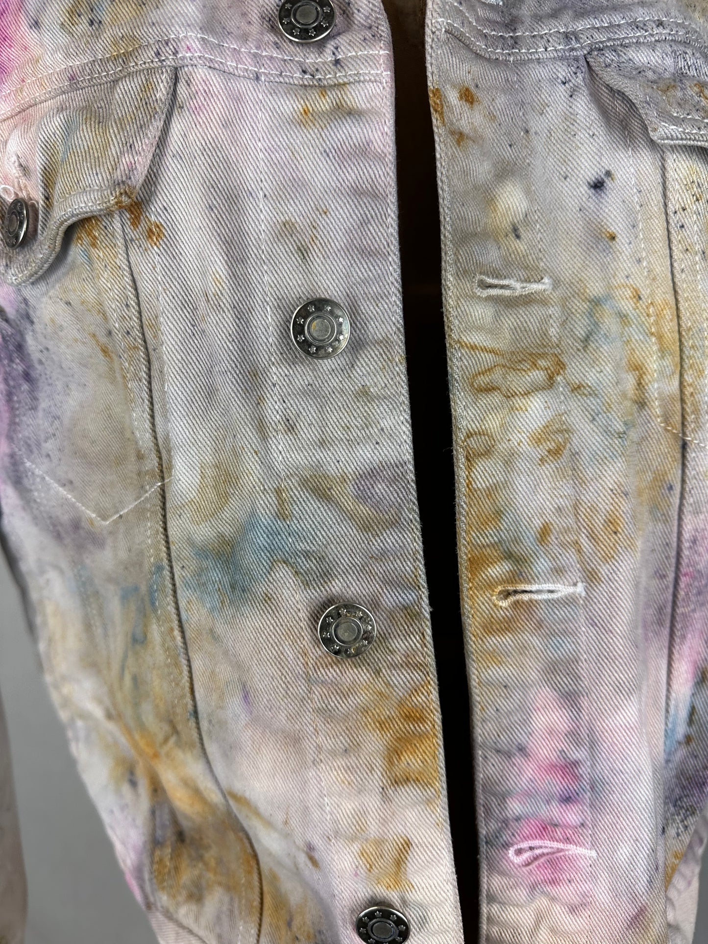 Upcycled denim jacket- flower frolic