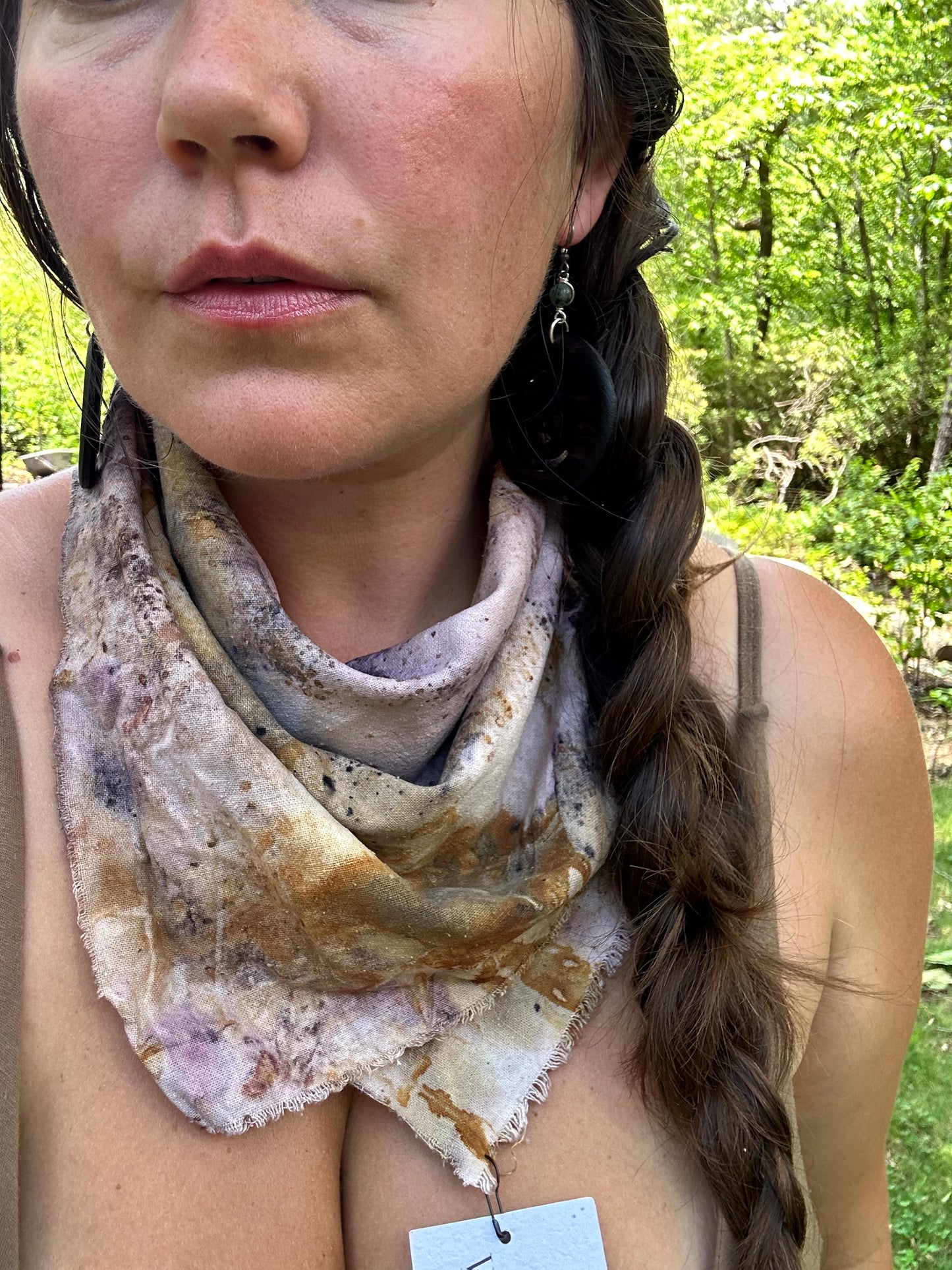 Raw silk bandana/ altar cloth- pink moon