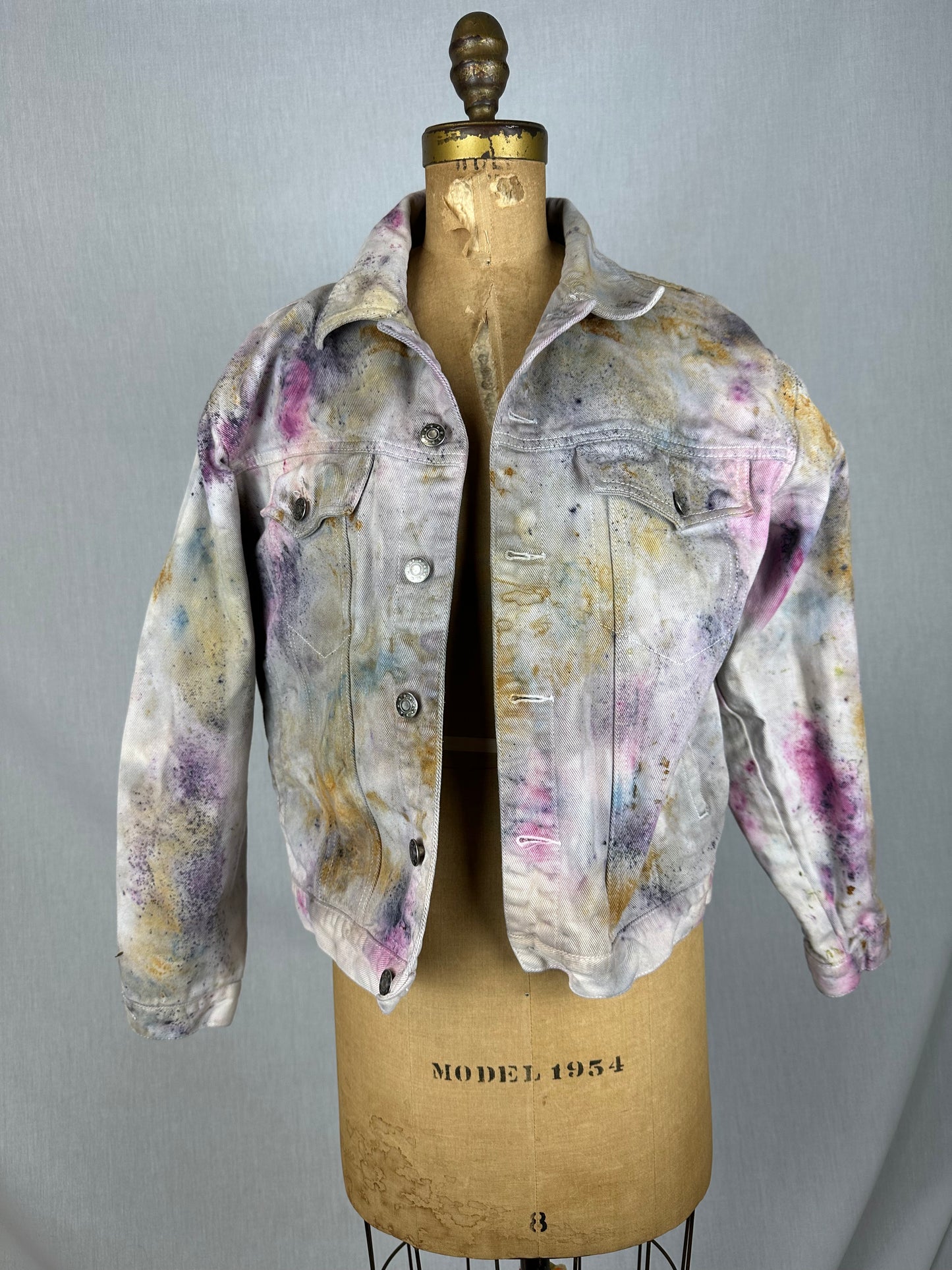 Upcycled denim jacket- flower frolic