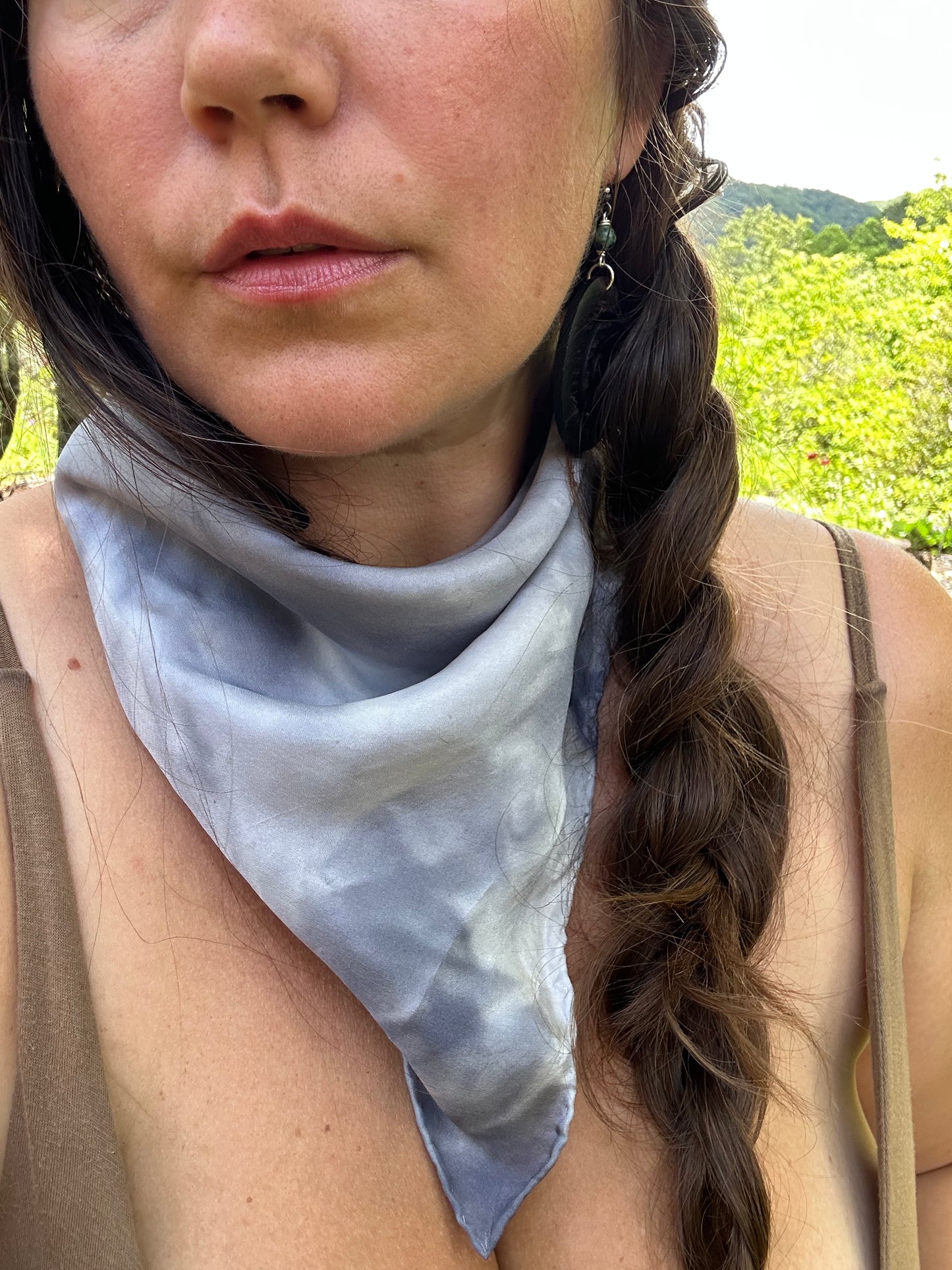 Silk bandana/ altar cloth- Wolf Luna