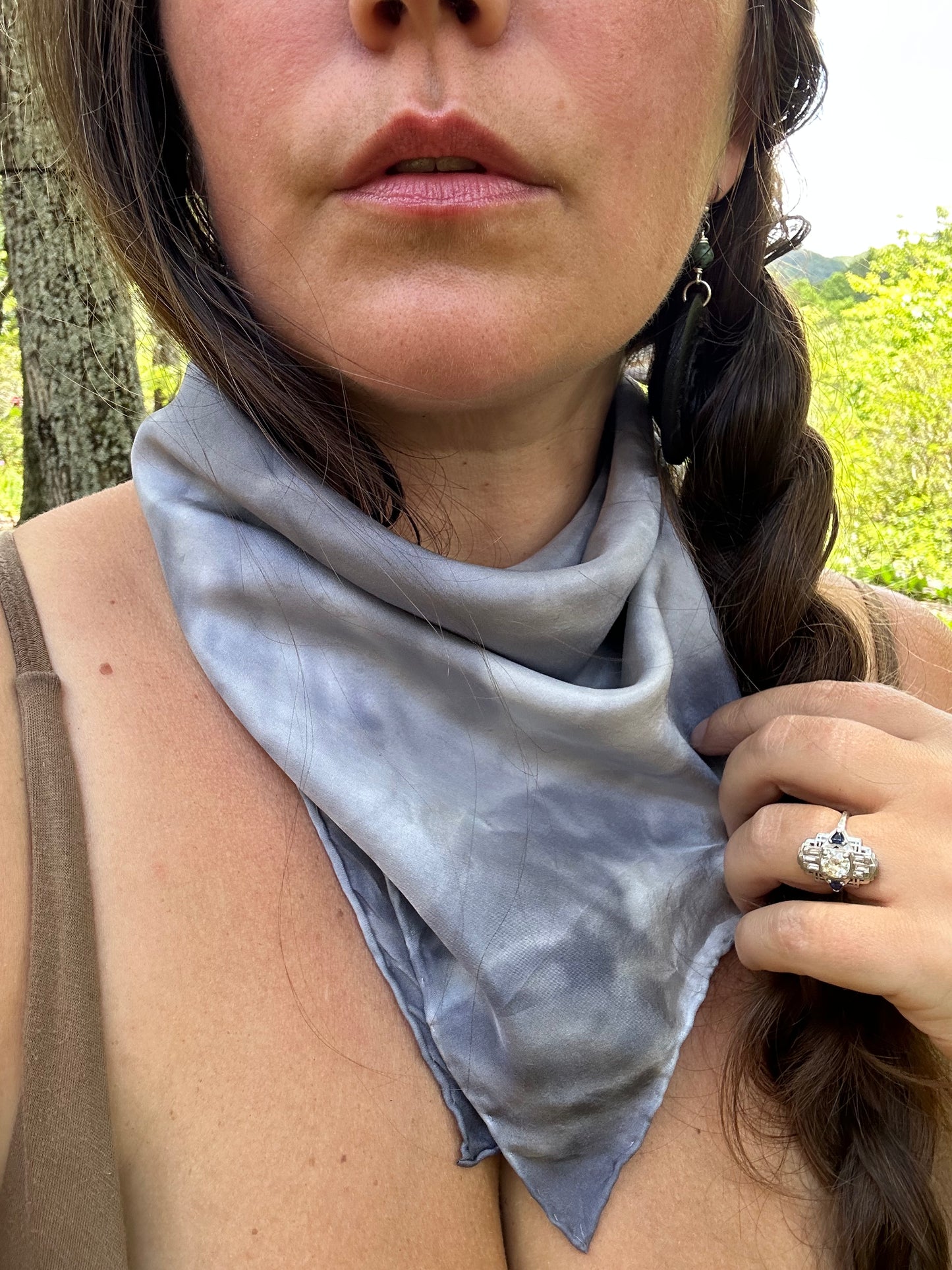 Silk bandana/ altar cloth- Wolf Luna