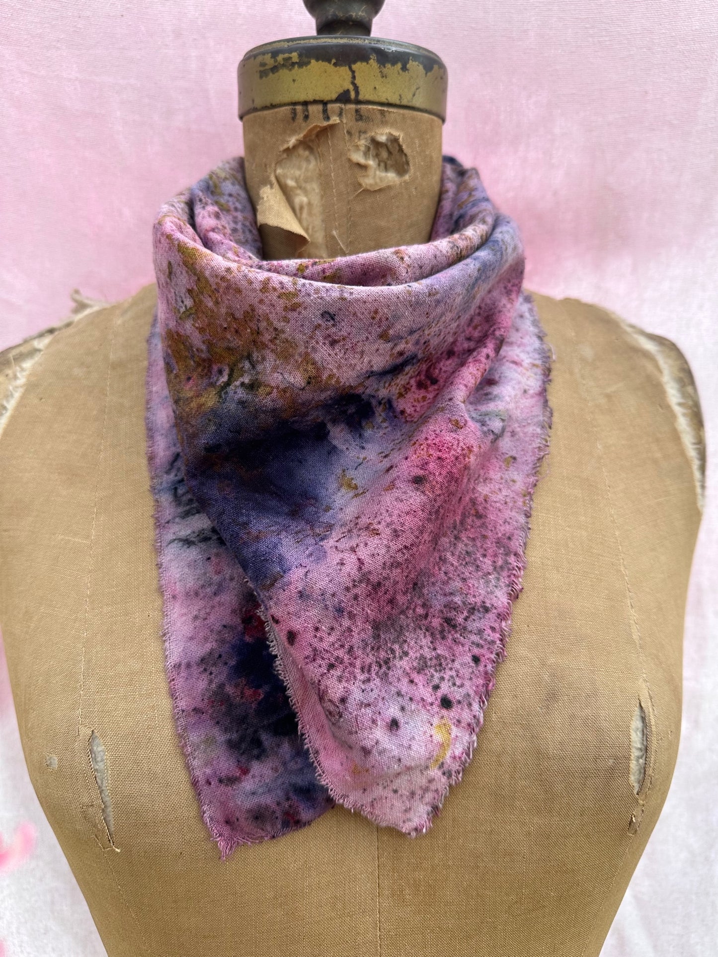 Raw Silk Bandana / Altar Cloth - Spring Essence