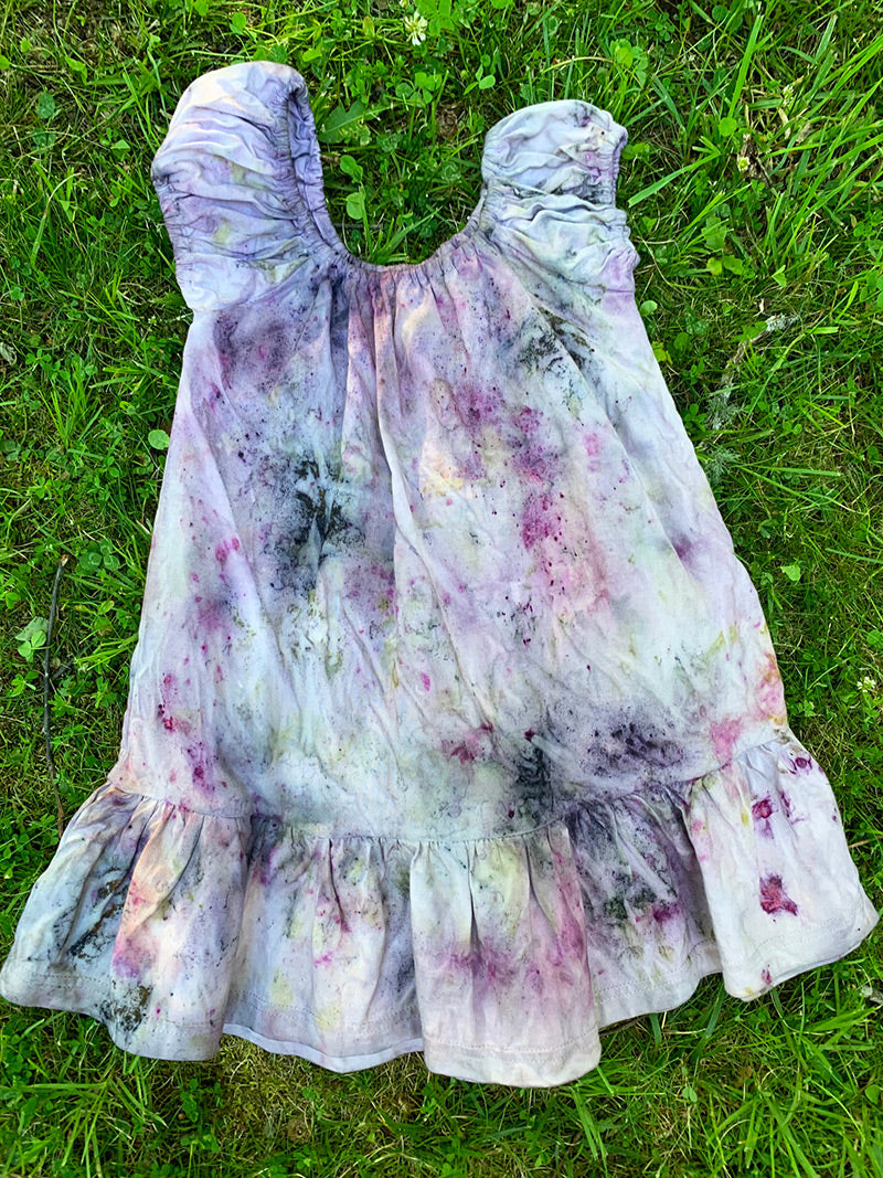 Cotton botanically dyed dress- 4T - Berry