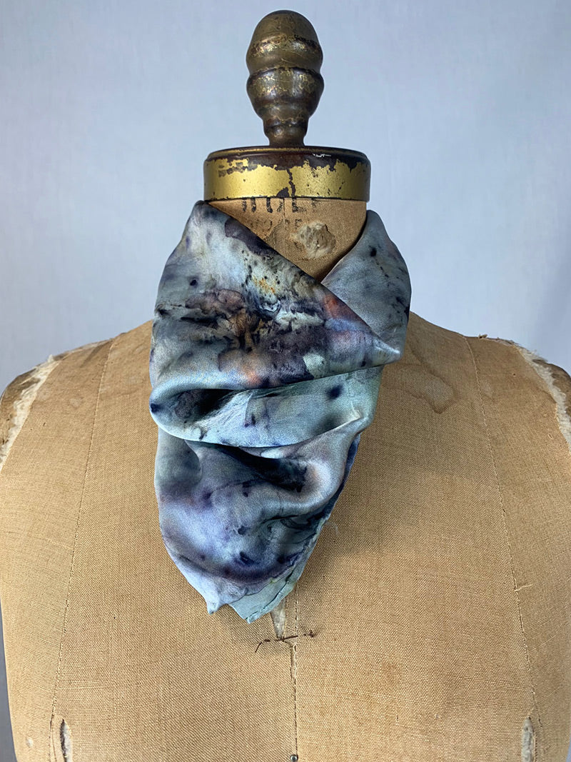 Silk Bandana / Altar Cloth - Blue Roses