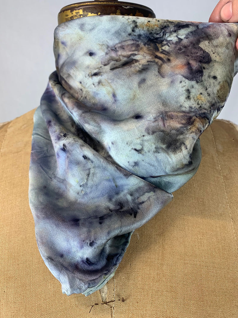 Silk Bandana / Altar Cloth - Blue Roses