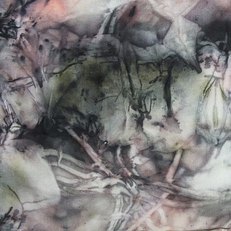 Plant Dyed Silk Bandana/Pocket Square/Altar Cloth - Lines