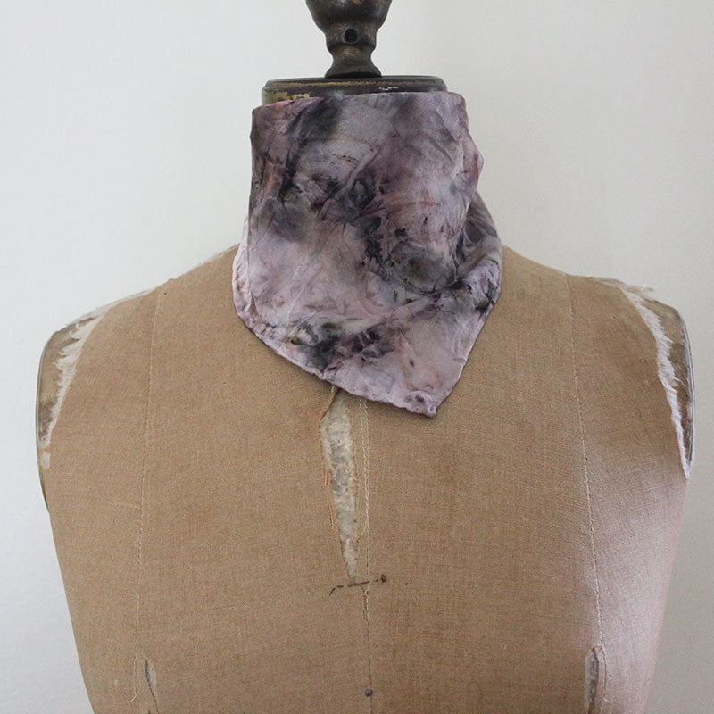 Plant Dyed Silk Bandana/Pocket Square/Altar Cloth - Lines