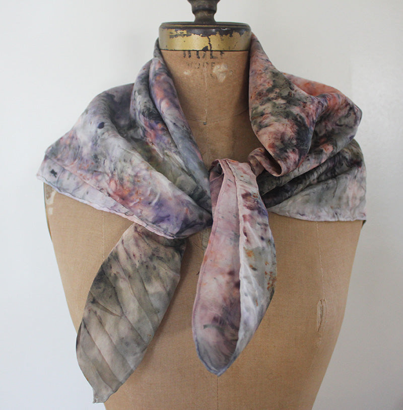 Plant dyed silk scarf