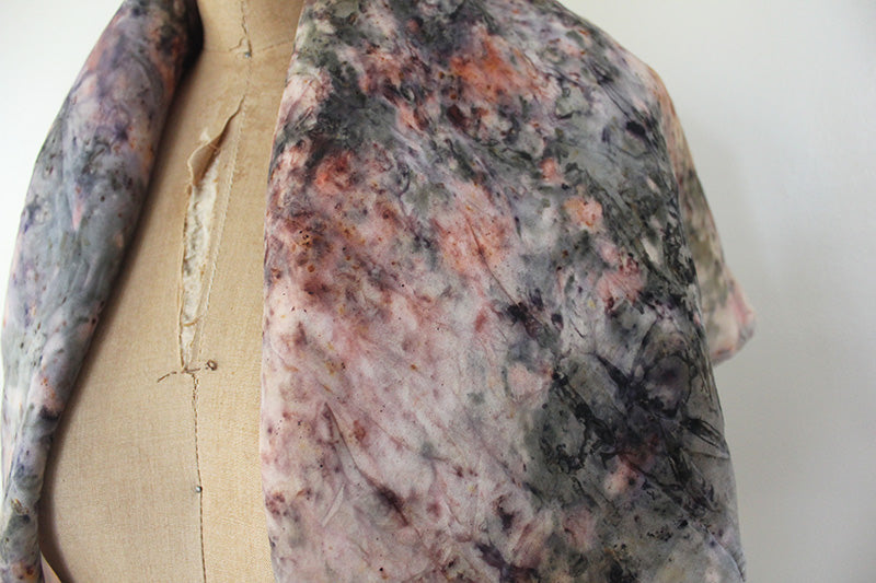 Plant dyed silk scarf