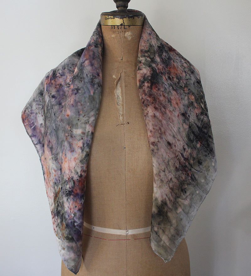 Plant dyed silk scarf