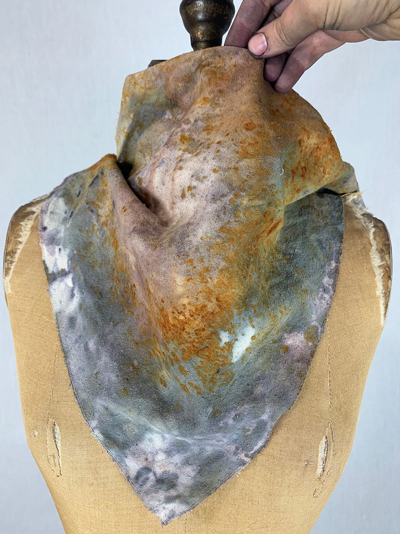 Raw Silk Bandana / Altar Cloth - Moon Walk