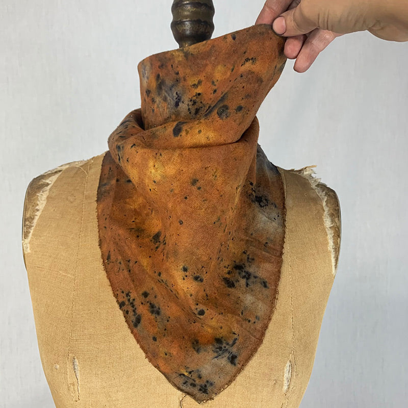 Plant Infused Raw Silk Bandana / Altar Cloth - Mycelia