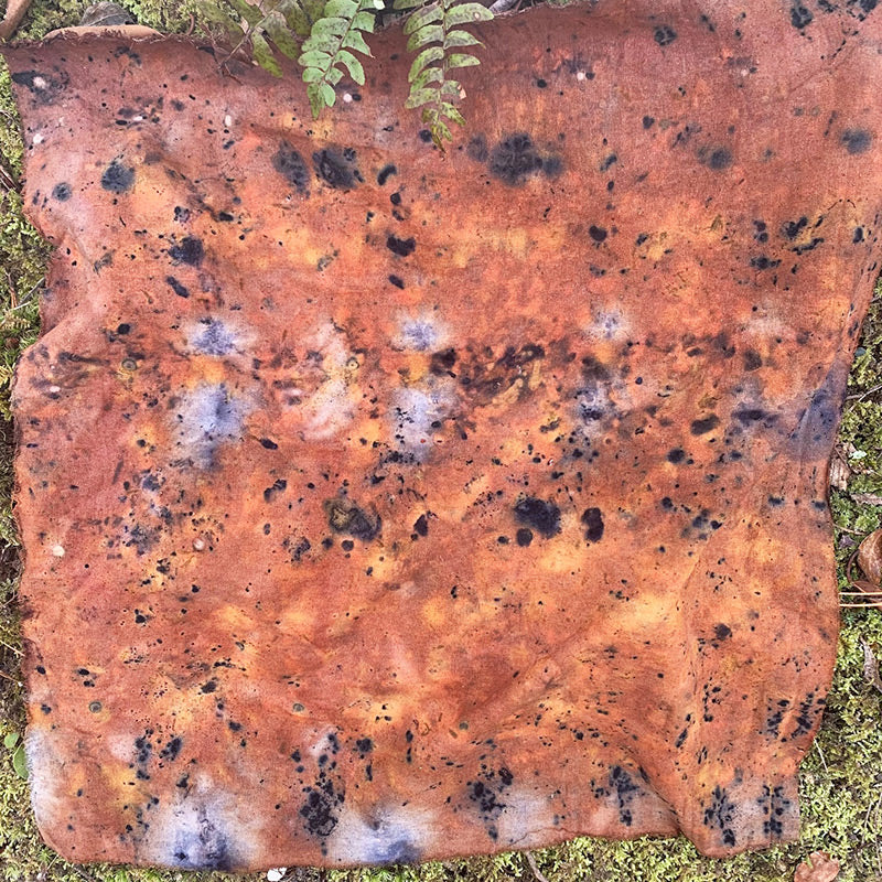 Plant Infused Raw Silk Bandana / Altar Cloth - Mycelia