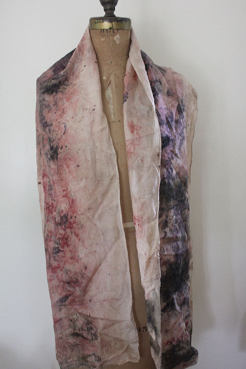 Plant Dyed Silk Scarf - Peonies