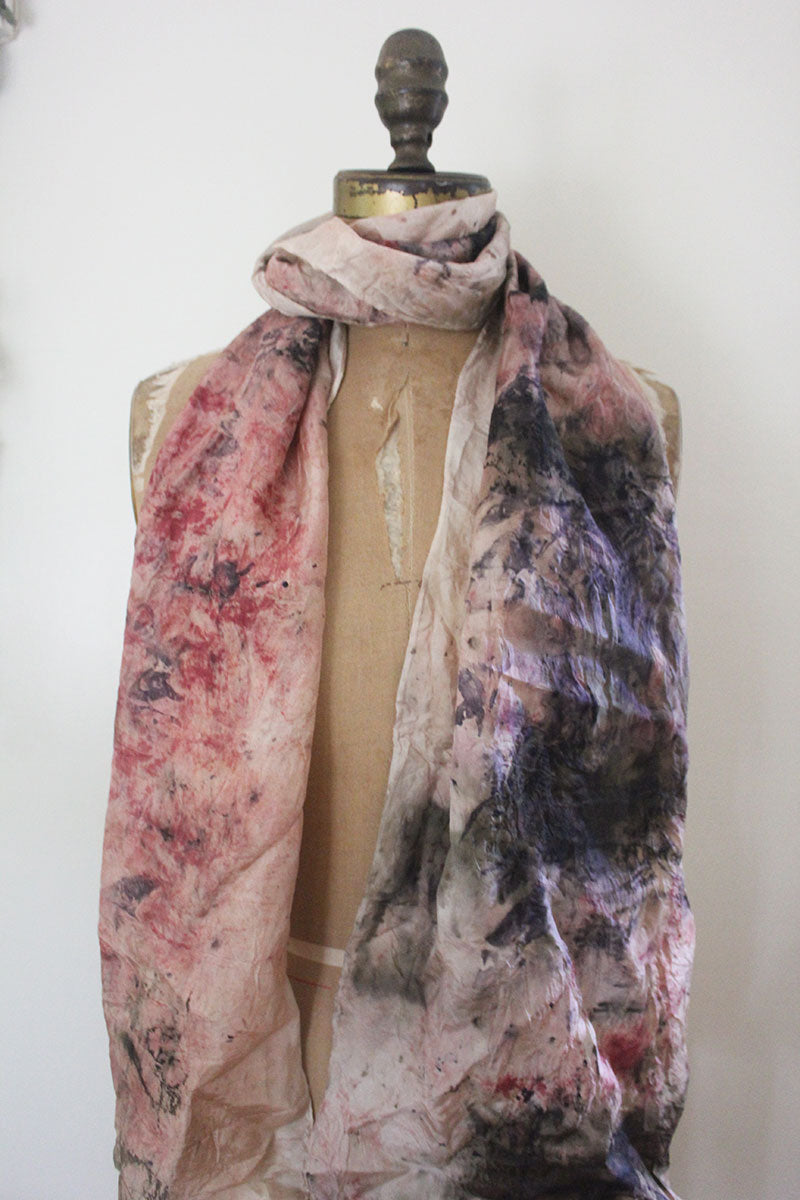Plant Dyed Silk Scarf - Peonies