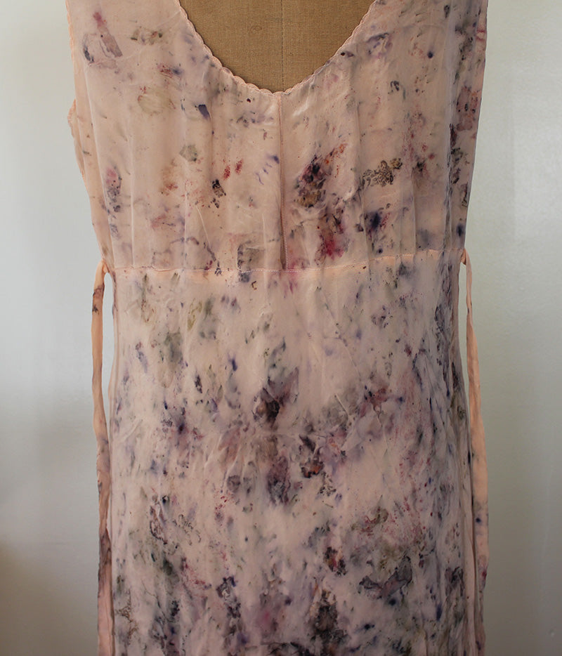 Plant dyed silk 1930's vintage dress
