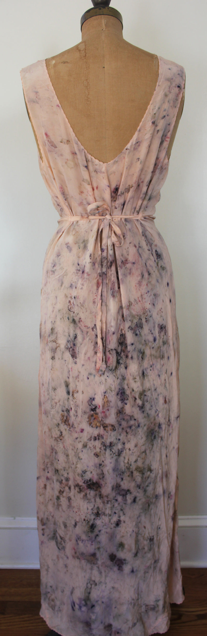 Plant dyed silk 1930's vintage dress